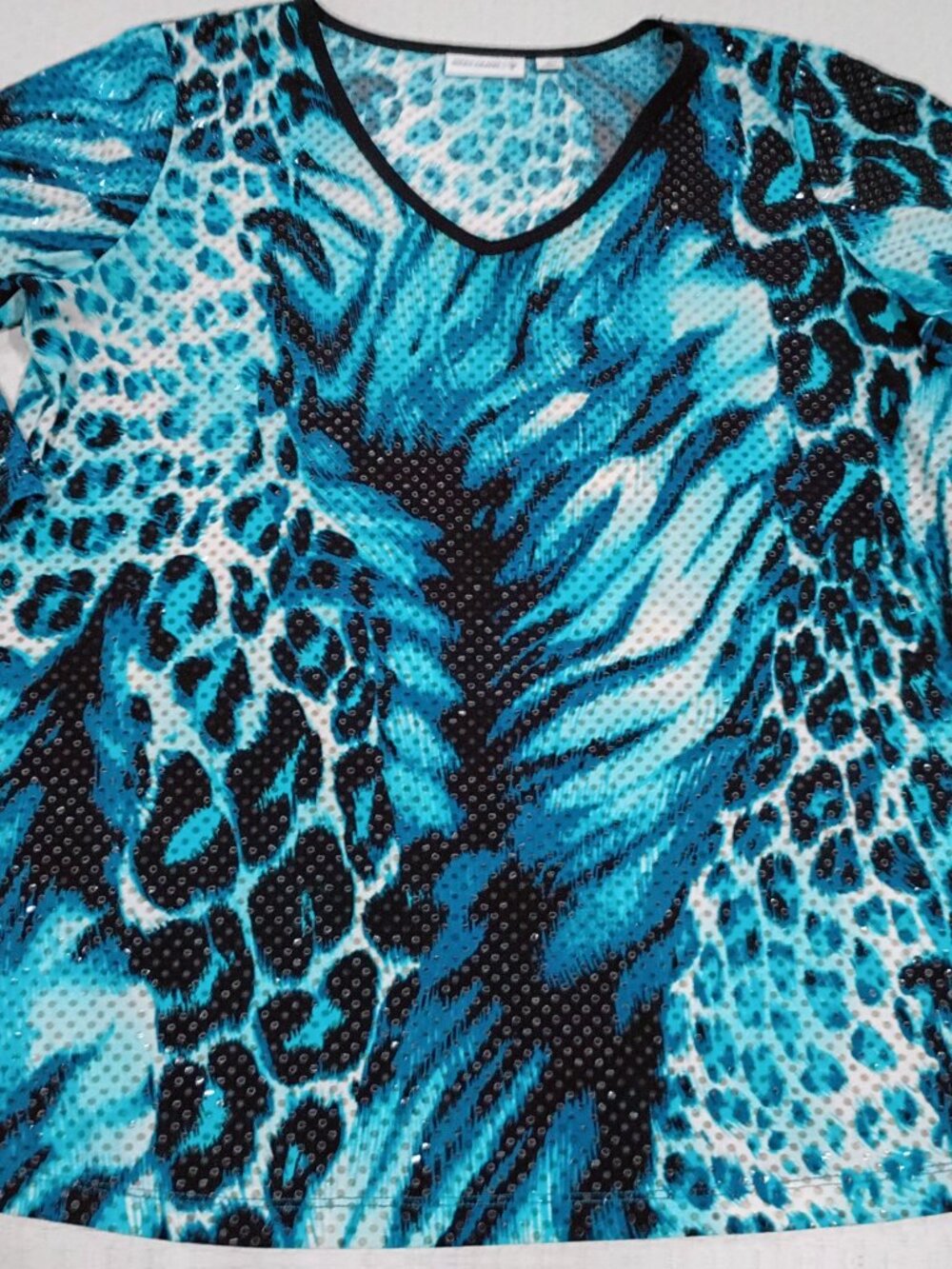 Susan Graver Animal & sequin print blouse size Med